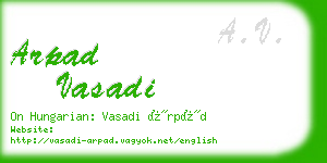 arpad vasadi business card